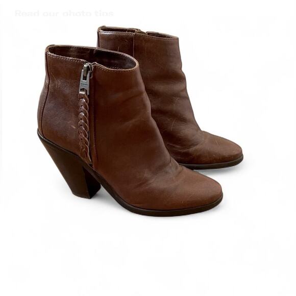 All Saints Western Paget Ankle Booties in Brown Leather Woman’s Size 37 or 6.5/7 - Picture 1 of 11
